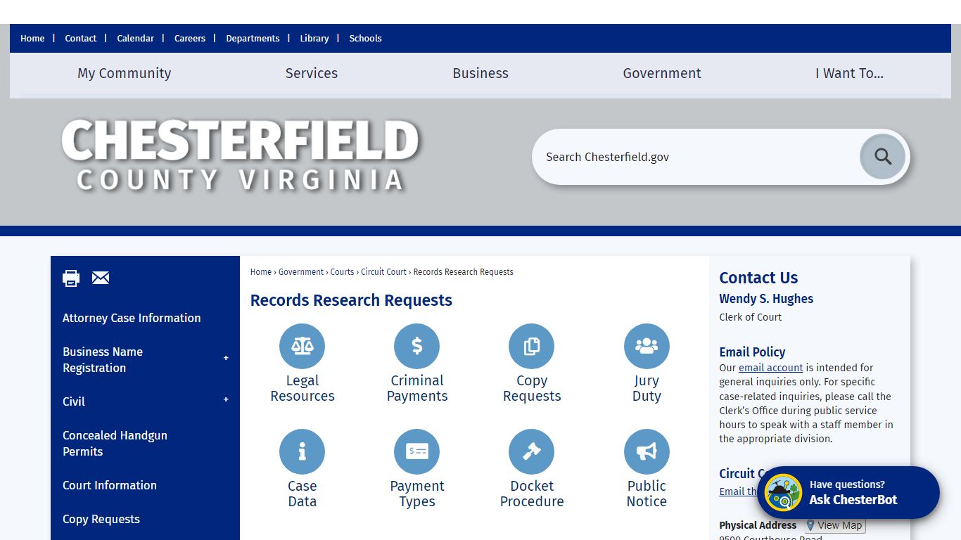 Records Research Requests | Chesterfield County, VA